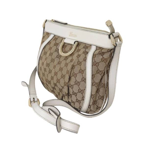GUCCI GG Canvas Abbey Shoulder Bag, Beige and White, 203257 ES - Picture 1 of 10